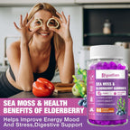 Riyuetian Sea Moss & Elderberry Gummies, Blueberry Flavored Gummy, Vitamins Sea Moss Supplements with Vitamin C + Zinc and Apple Cider Vinegar, Good Texture, Vegan-Friendly, 120 Count(Pack of 2)