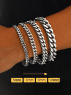 U7 Silver Bracelet for Men Stainless Steel Cuban Link Bracelets 5mm 7.5"