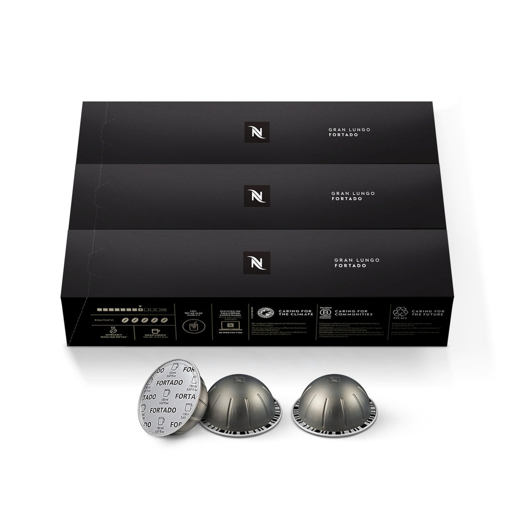 Nespresso Vertuo, Fortado Gran Lungo, Dark Roast, 30-Count Espresso Pods