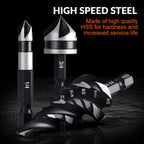 THINKWORK 5 Pcs Four Spiral Flute Step Drill Bit Set & 5 Pcs Countersink Drill Bits with Tool Box, Nitriding HSS Drill Bits for Metal, Aluminum, Wood, Plastic