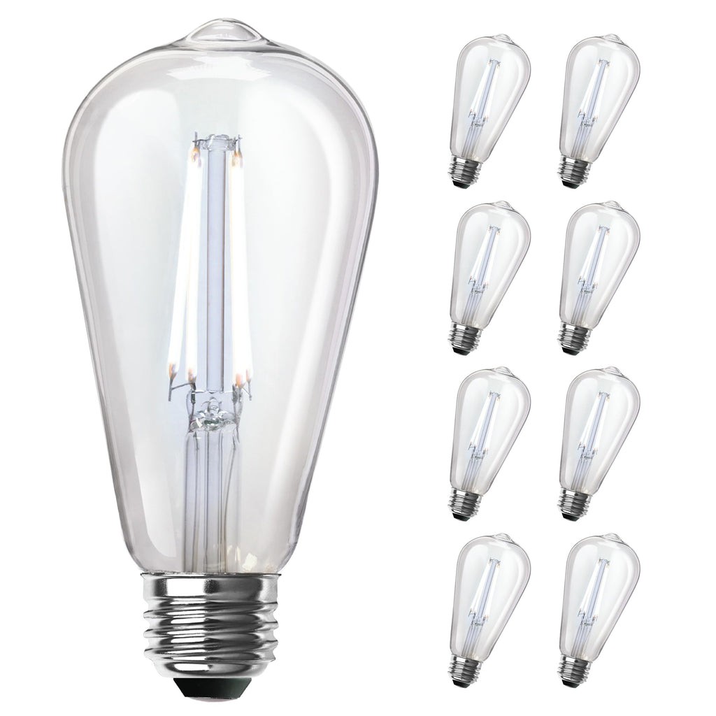 Feit Electric ST19 Vintage Edison LED Light Bulb, 60W Equivalent, Dimmable, 5000K Daylight, 800 Lumens, E26 Base, Retro Filament Light Bulbs, 15,000-Hour Lifetime, ST1960/CL/950CA/2/4, 8 Pack
