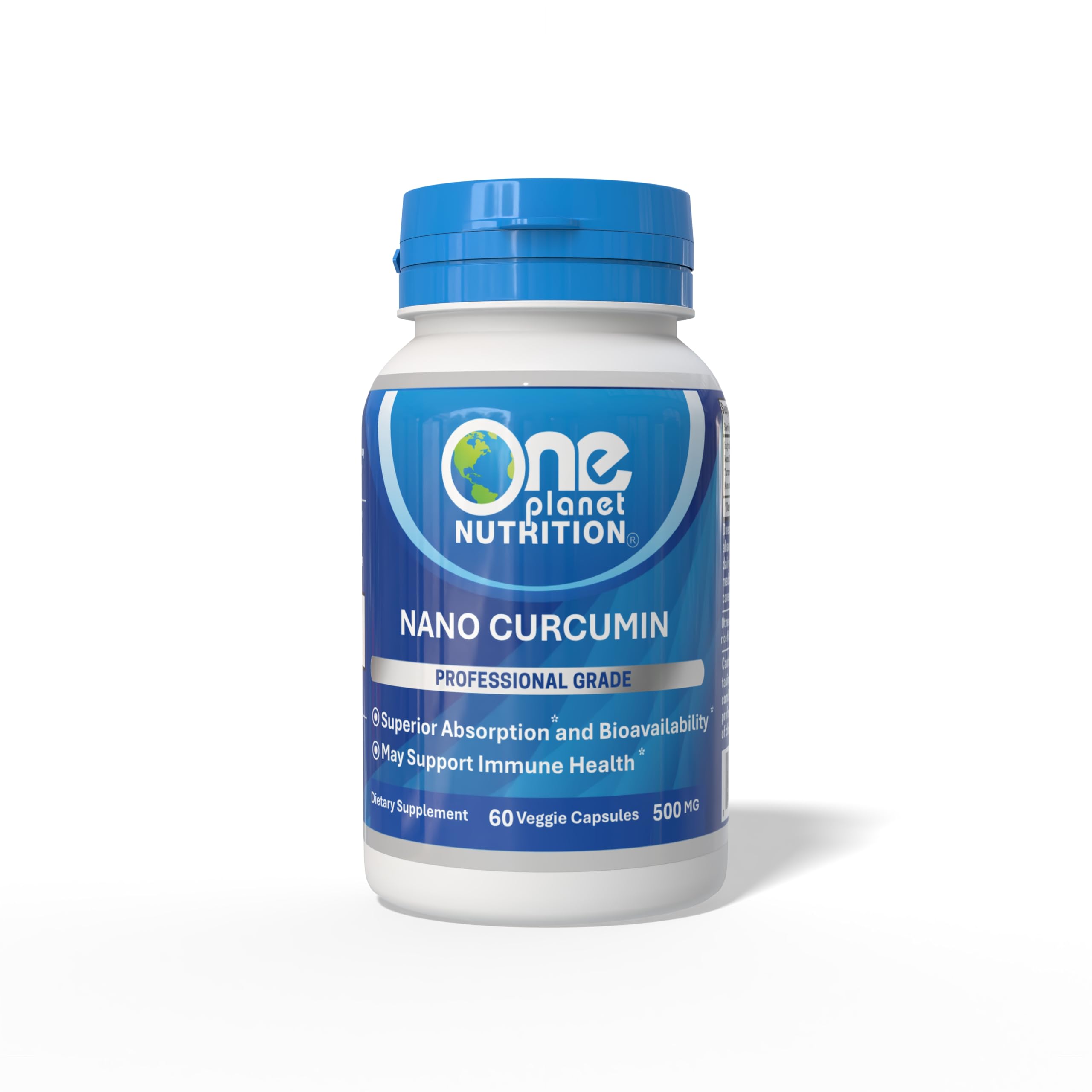 One Planet Nutrition Nano Curcumin 500 mg Veggie Capsules (60 Servings), Nano for High Absorption, Supports Overall Wellness, Non-GMO, Vegan, Gluten-Free