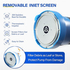 FOTING 1/2HP Submersible Water Pump with Stainless Steel Base - Removes Water to 0.04" Depth, 2450GPH Portable Sump Pump for Puddles, Pools, Boats, Gardens & Ponds - 10Ft Cord Included