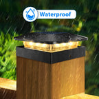 Peasur 4x4 Solar Post Cap Lights Outdoor with 3 Modes, 4 Packs LED Post Light Solar Powered Waterproof, 4x4/3.5×3.5 Wood/Vinyl Fence Posts Lights for Deck Railing Porch Mailbox Outside