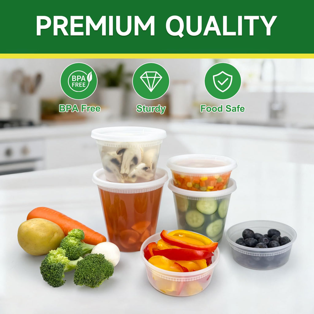 Dealusy 50 Set 16 oz Deli Containers with Lids