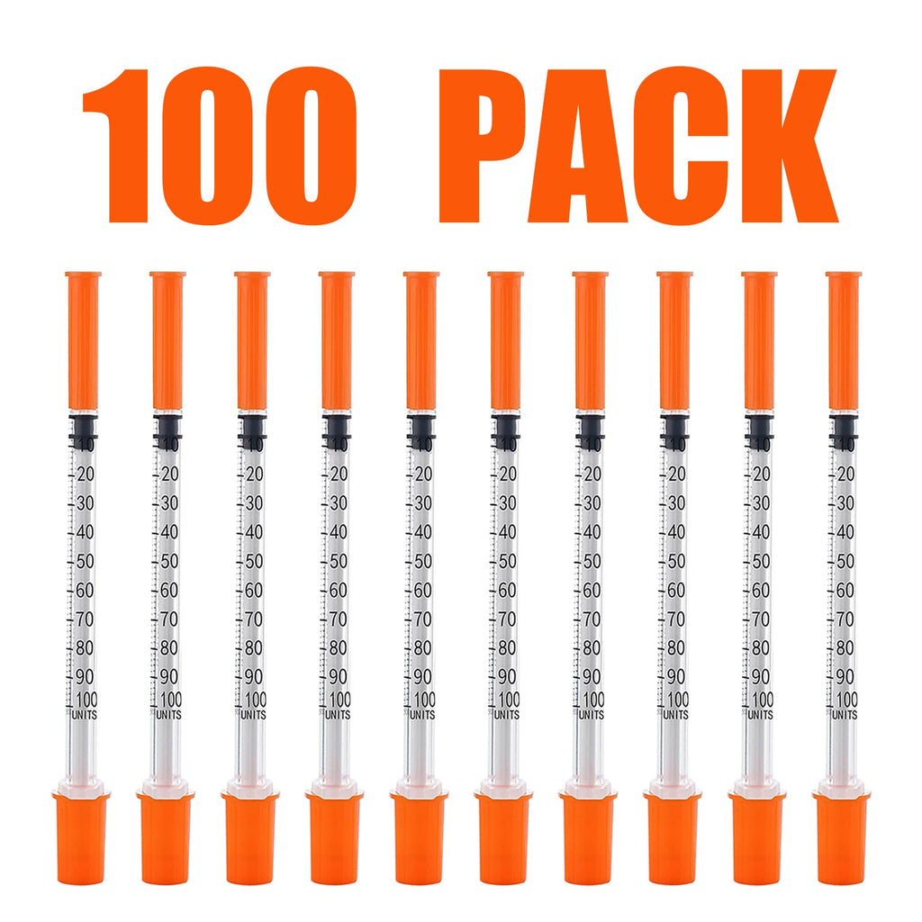 100PACK 1CC Syringes with 30G 1/2" 13mm Needle, Lab Supplies Individually Wrapped (1CC 30G 1/2"-100PACK)