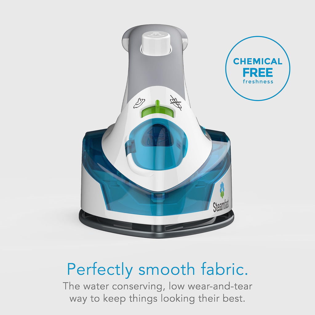 Steamfast SF-710 Mini Steam Iron, Non-Stick Sole Plate, Foldable Handle, 45 Second Heat Up Time, Cord Storage, Portable, 6-Foot Power Cord, Chemical-Free Steam Power, White