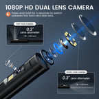 Endoscope Camera with Light: 4.3" 1080P HD Dual-Lens Inspection Borescope Camera for Sewer - 16.4ft Waterproof Industrial Endoscope - Flexible Snake Bore Scope for Plumbing Automotive