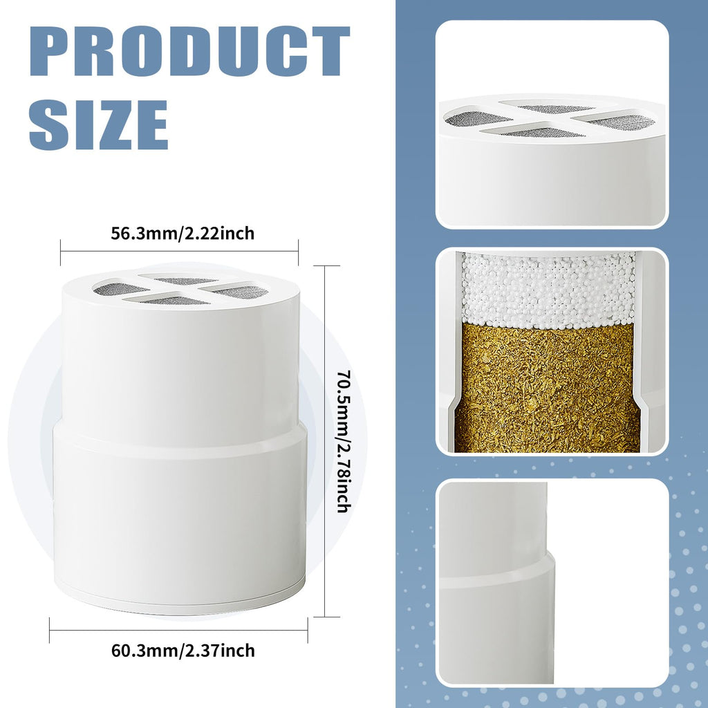 3-Pack Replacement Filter for JOLIE Shower Head, Compatible with JOLIE Shower Filter Cartridge, Reduces Chlorine, Heavy Metals & Impurities, Softens Skin & Hair