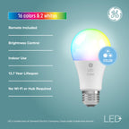GE LED+ Color Changing LED Light Bulbs with Remote, No App or Wi-Fi Required, A19 Bulbs (3 Pack)