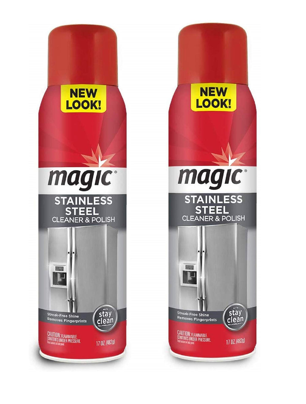 Magic Stainless Steel Cleaner Aerosol - 17 Ounce (2 Pack)- Removes Fingerprints Residue Water Marks and Grease from Appliances - Refrigerator Dishwasher Oven Grill