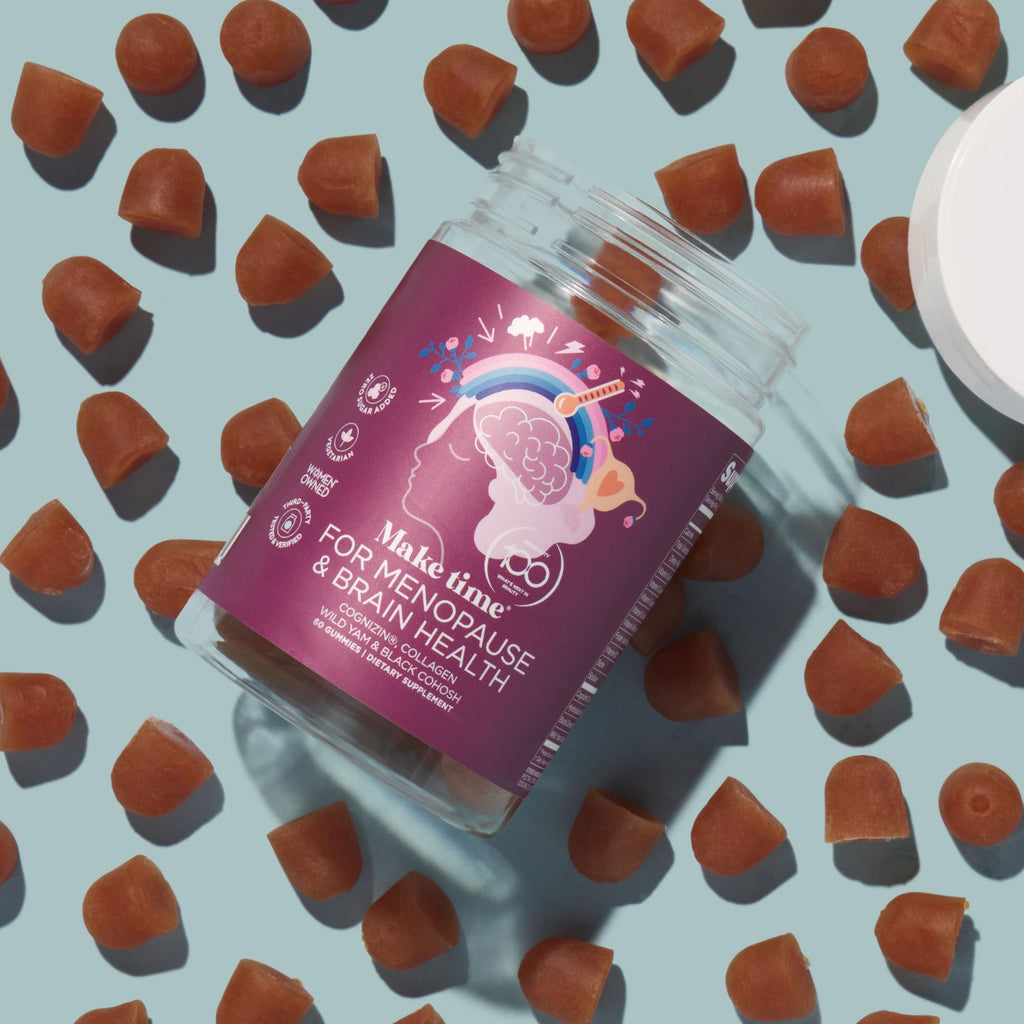 MAKE TIME | Menopause Support Gummies for Women – Cognizin Citicoline, Black Cohosh, Wild Yam, Collagen, B Vitamins – Brain Health, Hormonal Balance & Focus Support, Zero Sugar – 30 Day Supply
