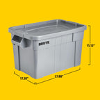Rubbermaid Commercial Products Brute Tote Storage Container with Lids-Included 20-Gallon Gray Rugged/Reusable Boxes for Moving/Storing in Garage/Basement/Attic/Jobsite/Truck/Camping 2 Pack