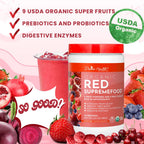 Dr. Colbert, MD Organic Red Supremefood | Berry Flavored Blend | by Divine Health | 10 Organic Fruits | Probiotics | Enzymes | Herbs | Fiber | Antioxidants | Non-GMO | 30 Day Supply | 180g