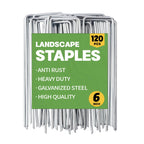 MAT 7-BANQUET Galvanized Landscape Staples 6 Inch 120 Pack Garden Stakes