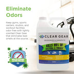Clear Gear - Disinfectant, Cleaner, and Deodorizer for Sports Equipment, Gyms, and Fitness Centers - EPA-Registered, Hospital Grade, Made in USA - 1 Gallon Bottle