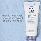 EltaMD Oil-In-Gel Facial Cleanser, Daily Gentle Face Cleanser, Removes Long-Wear Makeup, Sunscreen, and Sweat, Cleansing Oil For Face, 3.4 oz Tube