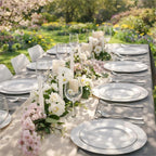 FLOWERCAT 60PCS White Plastic Plates - Heavy Duty White Disposable Plates for Mother's Day/Birthday Party/Wedding -serve for 30 guests Include 30PCS 10.25" & 30PCS 7.5" Plates for Party
