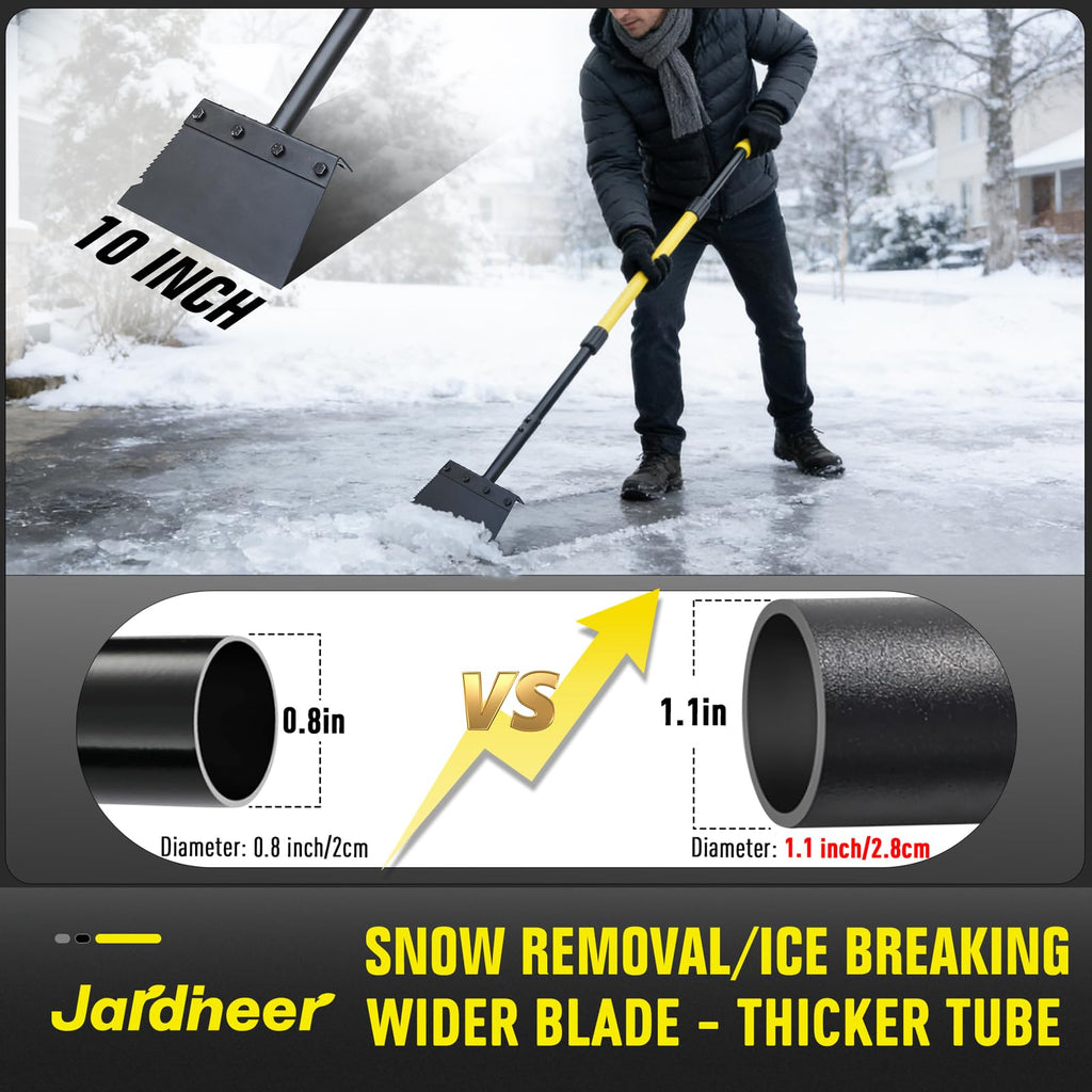 Jardineer Garden Flat Shovel Heavy Duty, Multifunctional Garden Cleaning Shovels for Lawn Edging,Sidewalk Weeding, Floor Scraper Long Handle, Metal Snow Shovel,Ice Scraper for Driveway (60")