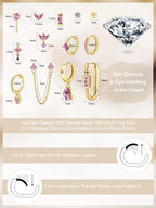 Sanfenly Stud Earrings Small Hoop Earrings Set for Women Gold Pink CZ