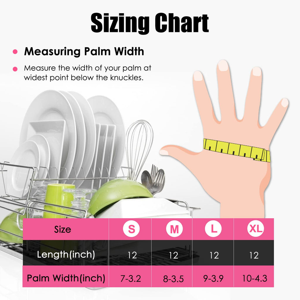 IUCGE Rubber cleaning gloves pink 6 Pairs for Household,Reuseable dishwashing gloves for Kitchen.(6,Large)