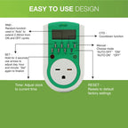 Grow1 240V Outlet Digital Timer, Single Outlet, 15A, Compatible with 220V, 230V & 240V Outlets, Great for Grow Lights, Reptile Enclosures & Aquarium Timer