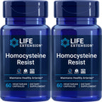 Life Extension Homocysteine Resist, 60 Vegetarian Capsules (Pack of 2) Vitamin B2, B6 & B12 + Folate - Once-Daily, Non-GMO, Gluten-Free