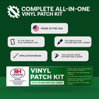 RH Adhesives Vinyl Patch Kit with 10" x 10" Reinforced Flexible PVC, 1 oz. Tube of HH-66 TF Vinyl Cement, Applicator Brush, Alcohol Wipes (White, Midweight PVC (14 oz.))