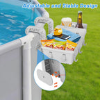 IZCUZK 2 Pack Poolside Storage Basket for Above Ground Pool, Hanging Pool Storage Organizer with Cup Holder & Hooks, Pool Accessories Organizer for Towels, Goggles, Toys (Grey)