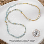 POMODA Beaded Bracelets for Women Small Blue Glass Beaded Stretchy Seed Bracelets Stackable Natural Gemstone Crystal 14K Gold Plated Beads Summer Boho Jewelry Gift
