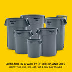 Rubbermaid Commercial Products BRUTE Heavy-Duty Round Trash/Garbage Can, 20-Gallon, Gray,Outdoor Waste Container for Landscapers/Construction/Restaurants/Back of House/Offices/Warehouses