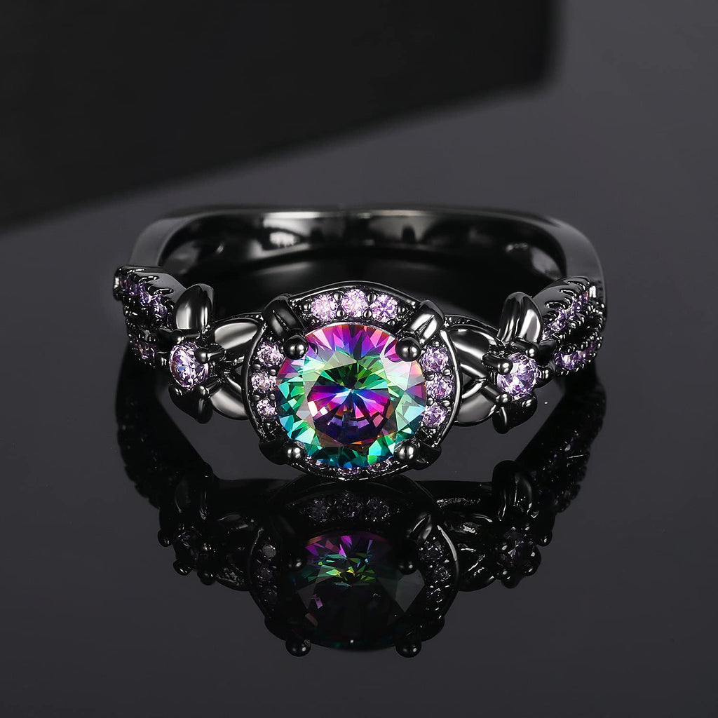 Womens Rings Size 8,Mystic Topaz Gemstone Promise Engagement Wedding Band
