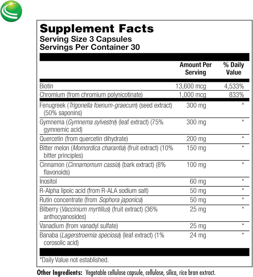 Nutra Biogenesis Diabetone Plus - Metabolic Support Supplement with Cinnamon, Gymnema, Inositol & Bitter Melon, Herbal Balance Complex for Women & Men - 90 Capsules
