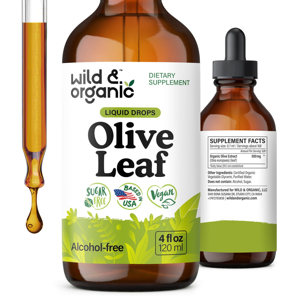 Olive Leaf Liquid Extract - Organic Olive Leaf Supplement for Immune Support - Vegan, Alcohol Free Tincture - 4 fl oz