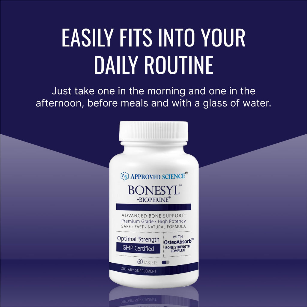 Approved Science Bonesyl - Strengthen Bones, Limit Bone Density Loss - Maintain Overall Bone Health - K2, BioPerine, and Magnesium - 360 Tablets - Vegan - Made in USA