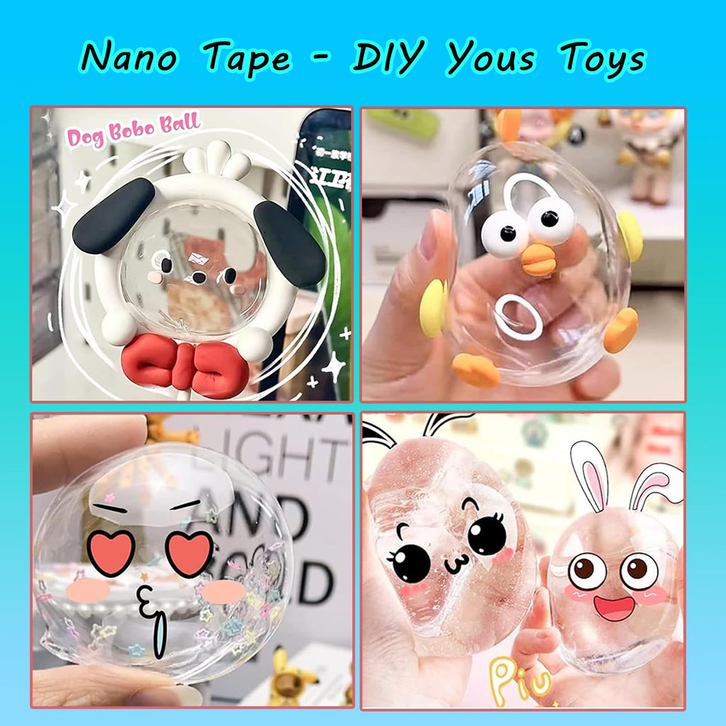 Nano Tape Bubble Kit, Nano Double Sided Adhesive Tape Bubbles, 4Pcs Nano Tape Toys Kit for Boys and Girls Party Favors and Kids Craft Fidget Toys Set