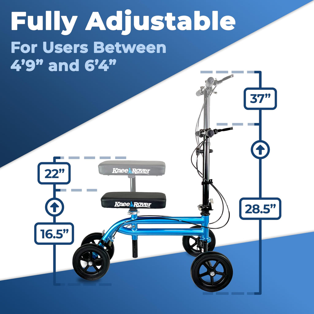 KneeRover Economy Knee Scooter Steerable Knee Walker for Adults for Foot Surgery, Broken Ankle, Foot Injuries - Foldable Knee Rover Scooter for Broken Foot Injured Leg Crutch (Blue)