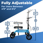 KneeRover Economy Knee Scooter Steerable Knee Walker for Adults for Foot Surgery, Broken Ankle, Foot Injuries - Foldable Knee Rover Scooter for Broken Foot Injured Leg Crutch (Blue)