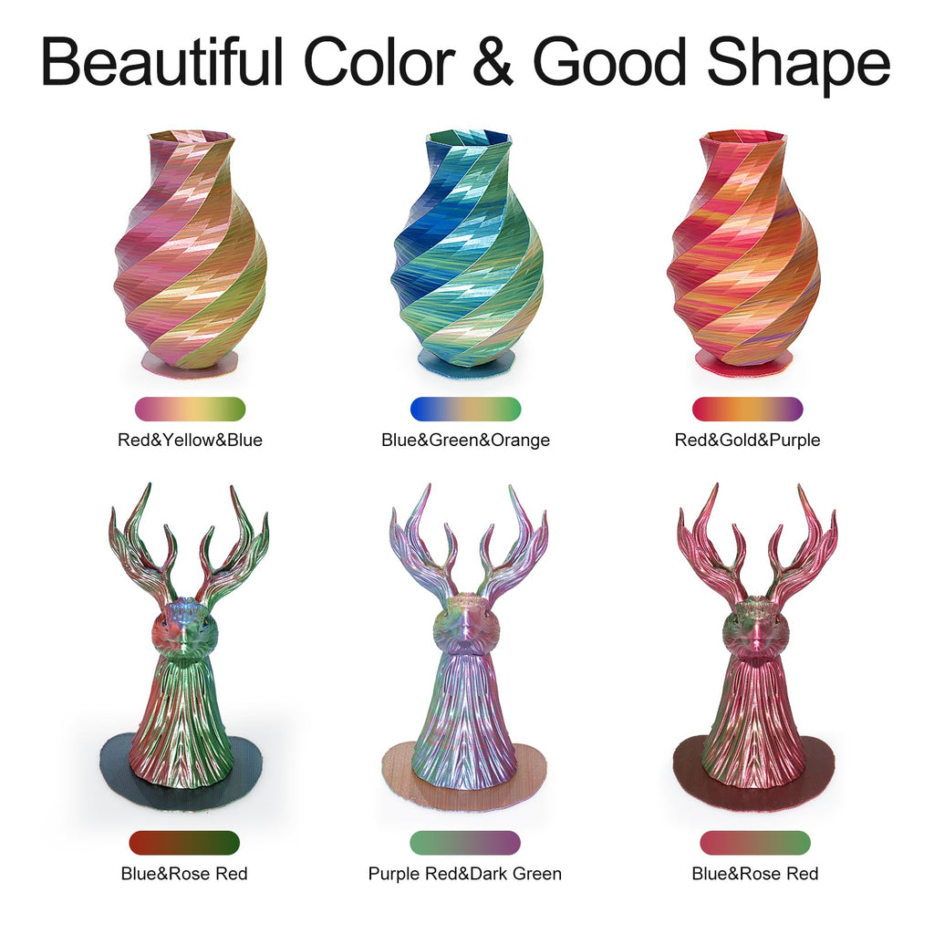 Kretrum Dual Color Silk PLA 3D Printer Filament 1.75mm Silk PLA Color Changing 3D Printing Filament 1kg / 2.2lbs Purple & Blue