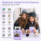 Kids Camera Instant Print, Dual-Lens 48MP Digital Camera,Purple,Aasonida