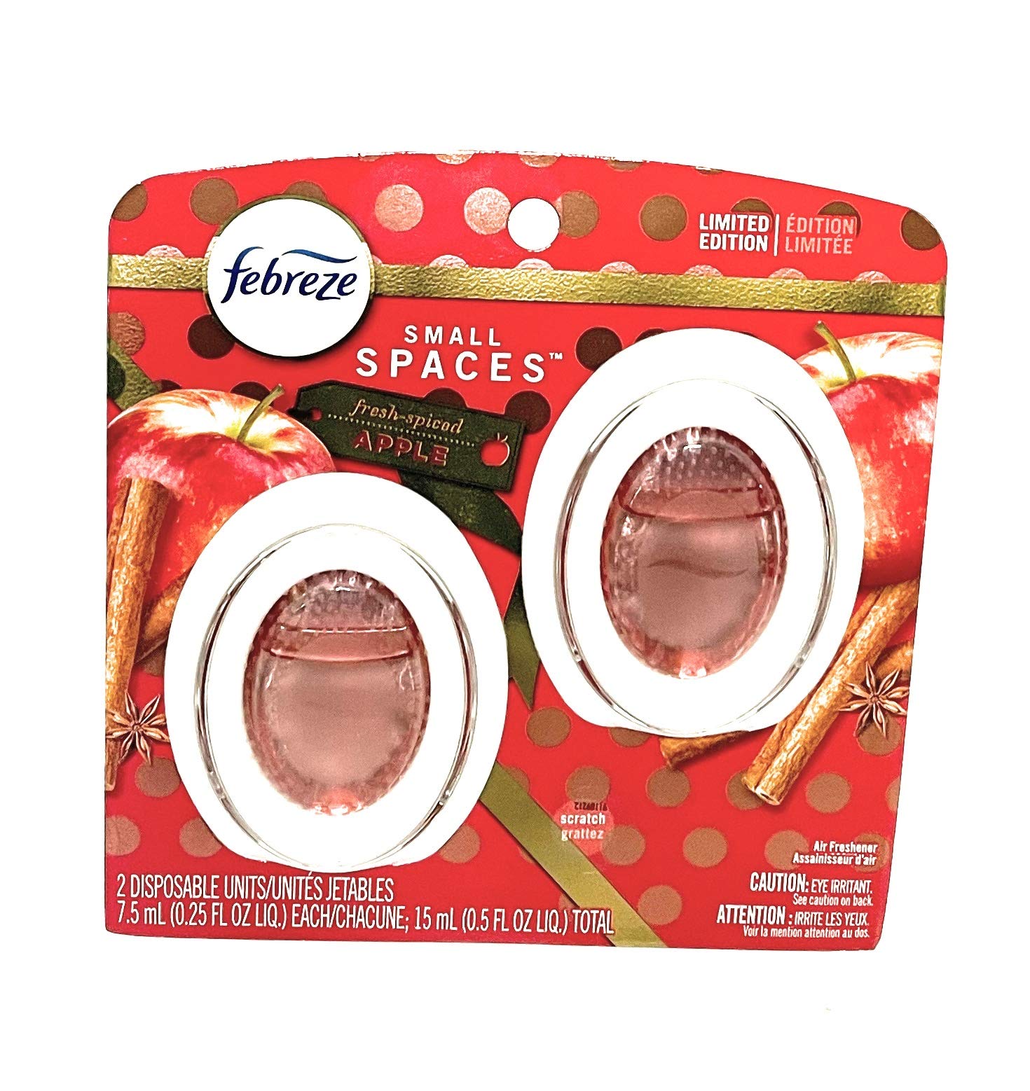 Febreze Small Spaces Air Freshener, Limited Edition Fresh-Spiced Apple Scent, 1 Count (0.25 fl oz)