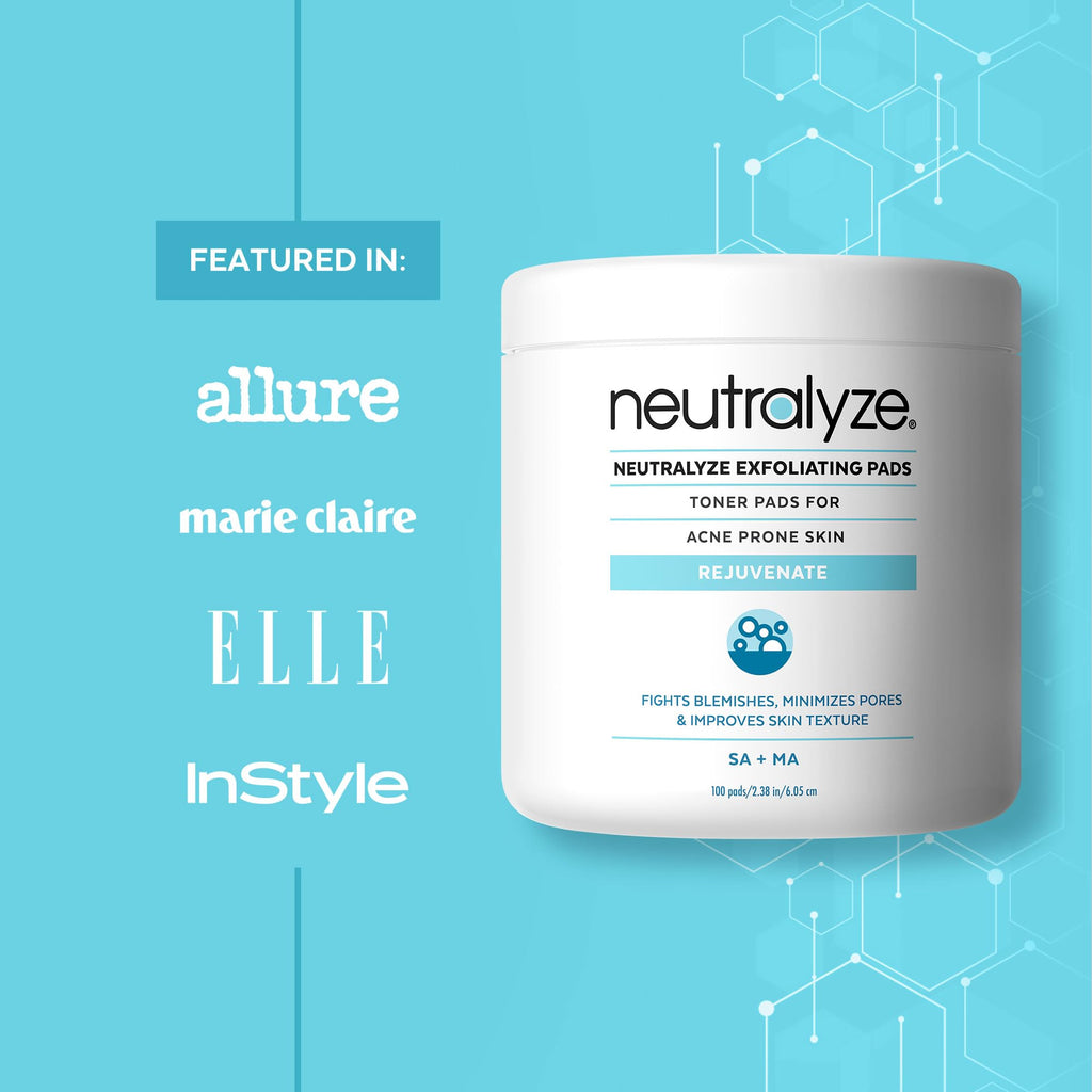 Neutralyze Exfoliating Acne Treatment Wipes - Maximum Strength, Textured Acne Pads with Mandelic Acid & Salicylic Acid for Face & Body - Suitable for All Skin Types, Teens & Adults (100 Wipes)