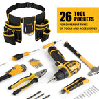 Magnetic Tool Belt for Men, 26 Pockets Heavy Duty Tool Pouch, Magnet Holster Nail Utility Toolbelt Detachable Adjustable Waist Holder for Handyman Contractor Mechanic Plumber Roofer Carpentry Dad Gift