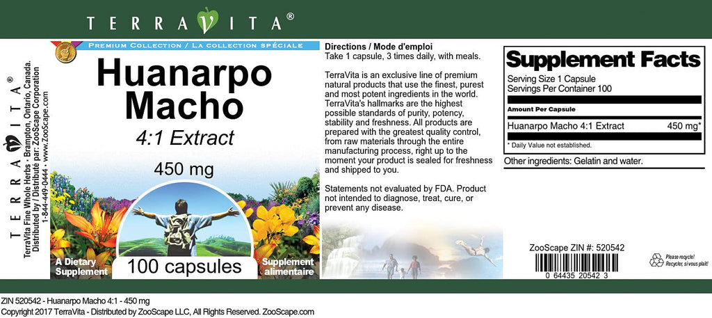 Huanarpo Macho 4:1-450 mg (100 Capsules, ZIN: 520542) - 3 Pack