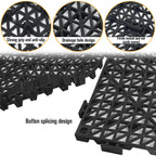 12 Pcs Drainage Mat Modular Interlocking Cushion 11.8" x 11.8" Garage Floor Tiles Non-Slip Splicing Rubber Floor Tiles for Drain, Deck, Pool, Outdoor/Indoor (Black)