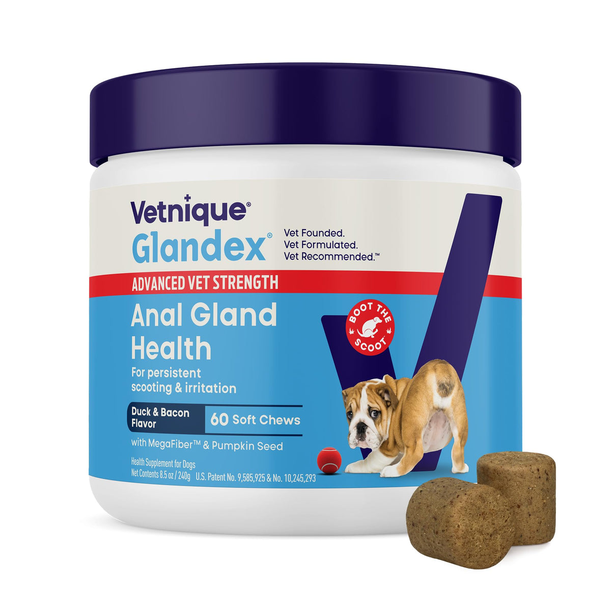 Vetnique Glandex Advanced Strength Anal Gland Chews for Dogs, 60ct