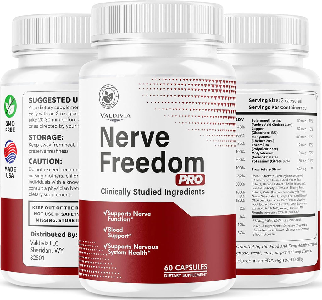 Nerve Freedom Pro - NerveFreedom Pro Capsules, Supplement Support, NerveFreedom All Natural Ingredients, Health Support Advanced Formula, 300 Capsules for 5 Months