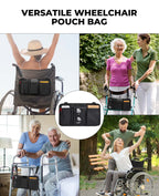 ZHCHG Wheelchair Side Bag with Cup Holder, Wheelchair Armrest Pouch Accessories for Walker, Rollator, Electric Scooter Wheelchairs, Ideal Gift for Mother's Day & Father's Day