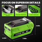 Forrat 1Pack 6000mAh Lithium ion Replacement for Greenworks 40V Battery 6.0Ah 29462 29472 29252 20202 22262 25322 Compatible with Greenworks 40Volt GMAX Battery Cordless Power Tools