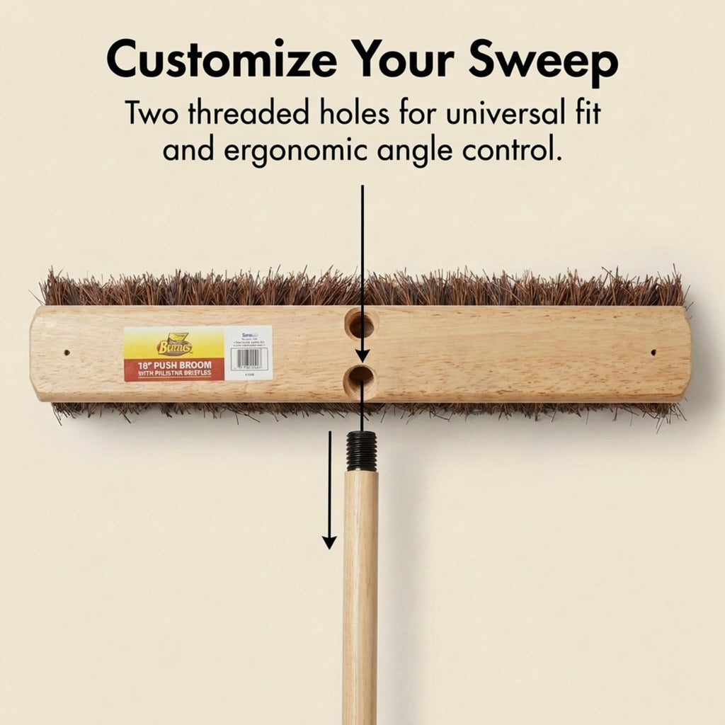 Janico Bristles Outdoor Surface Push Broom with Palmyra Bristles (18 Inch)